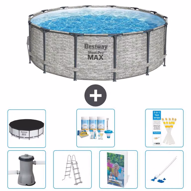 Piscina gonfiabile Bestway Steel Pro MAX, rotonda, 427x122 cm, composta da 6 parti, modello S658