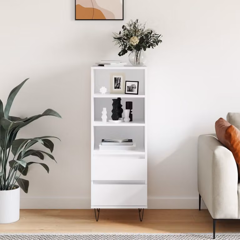 Credenza bianca vidaXL in legno e metallo per soggiorno L/P/H: 40 x 36 x 110 cm