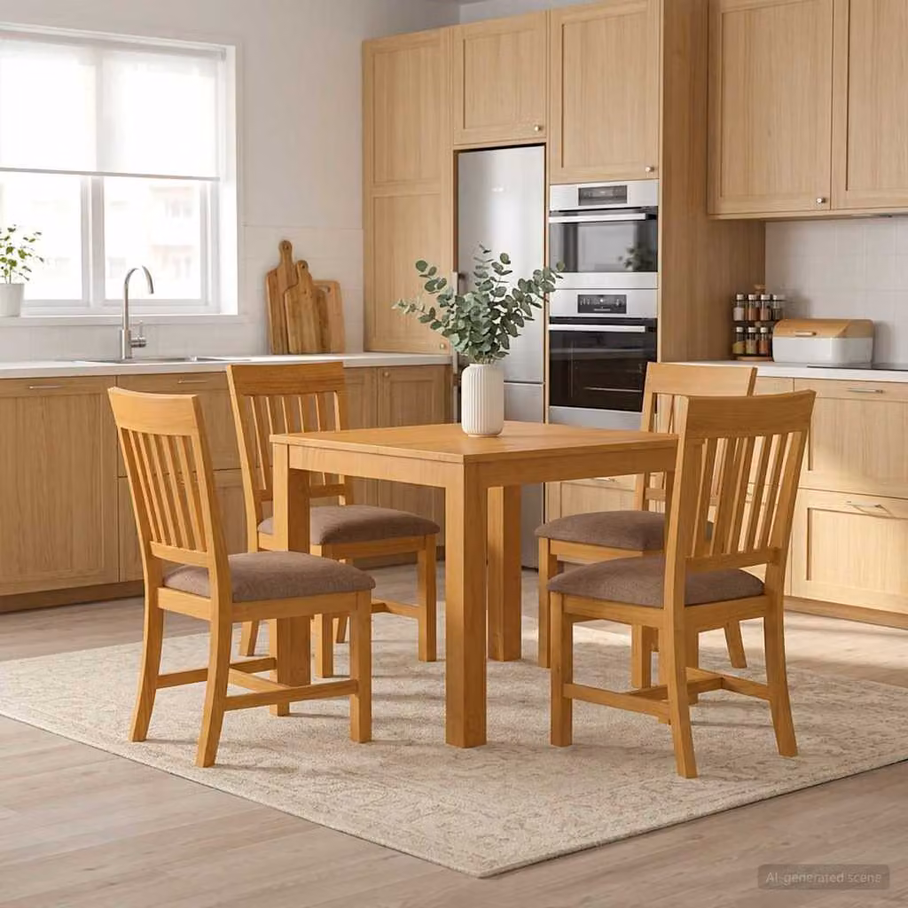 Set da pranzo vidaXL in legno di quercia composto da 5 pezzi, colore grigio e marrone, stile moderno per cucina o sala da pranzo