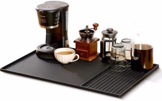 Tappetino per macchina del caffè e lavastoviglie, resistente al calore, antiscivolo, 40x60 cm, nero