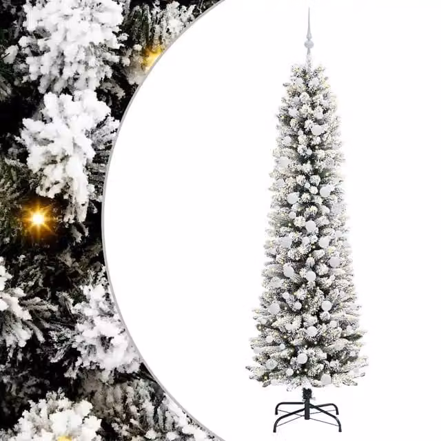 Albero di Natale artificiale moderno vidaXL bianco con 300 LED luce bianca calda, Altezza: 210 cm – 1