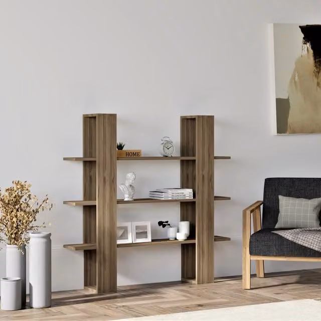 Biblioteca Marenzo, Libreria 3 Ripiani, 120x23x120h cm Marrone Noce