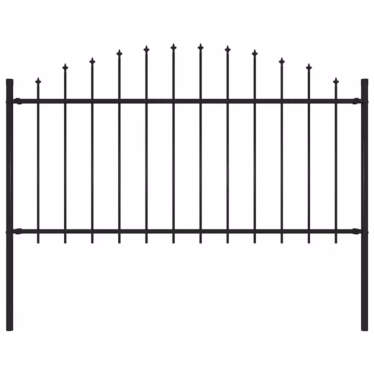 Recinzione da giardino vidaXL Woerden con punta a lancia in acciaio nero, H: 170 cm, L: 150 cm