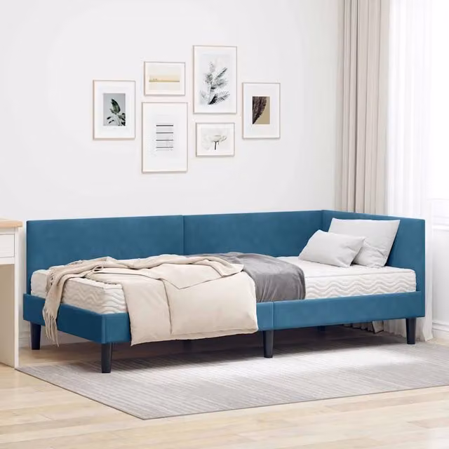 Struttura Letto Angolare con Materasso 2 pz Blu 80 x 200 cm 3393757