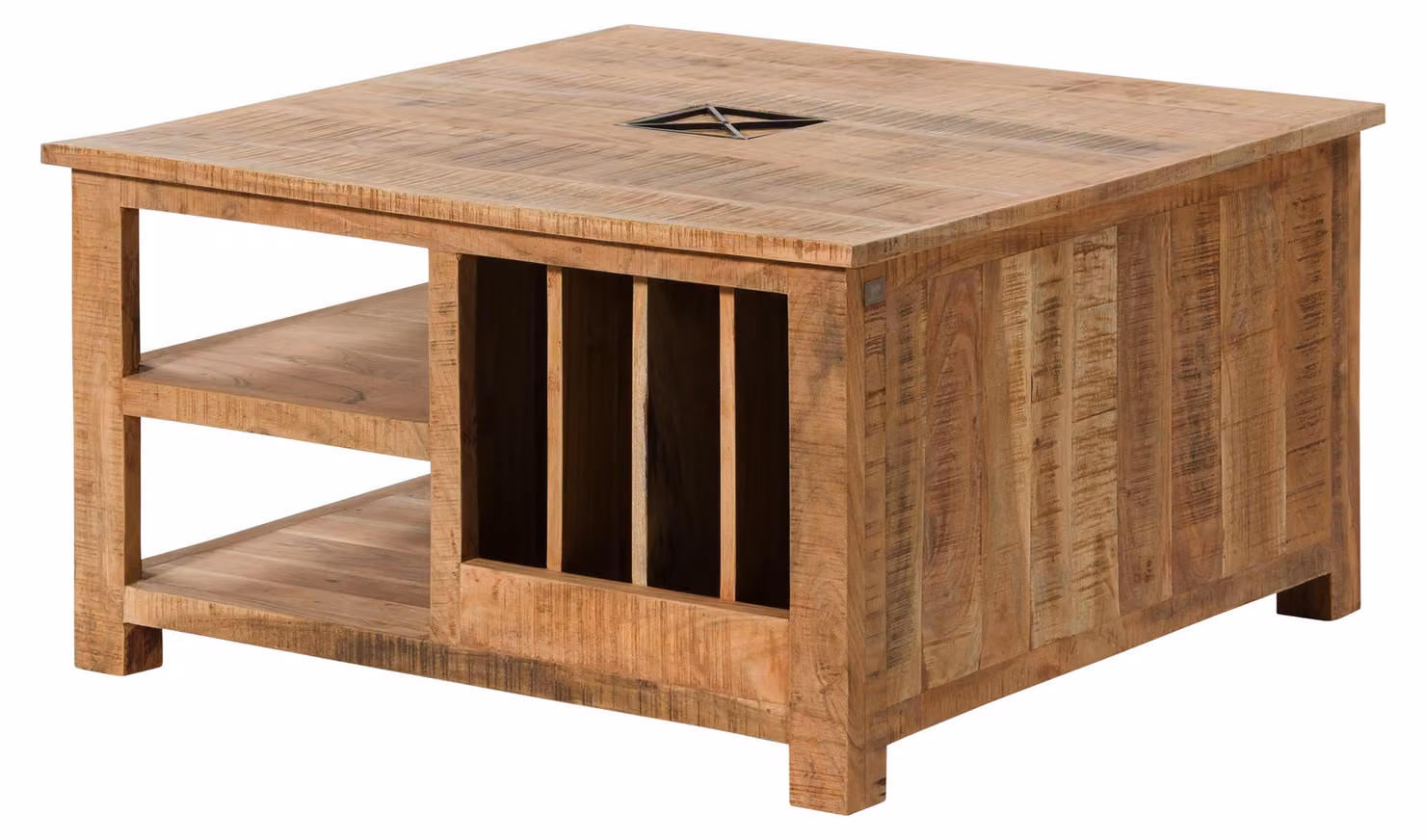 MASSIVMOEBEL24 | Tavolino da salotto in legno di acacia 90x90x48 finitura naturale protettiva NATURE OF SPIRIT #305