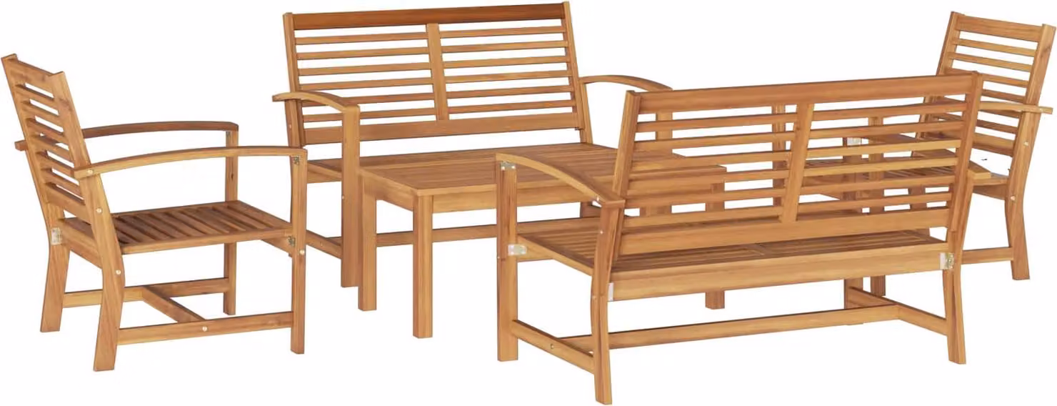 Set Divano da Giardino 5 pcs Naturale Legno di teak solido