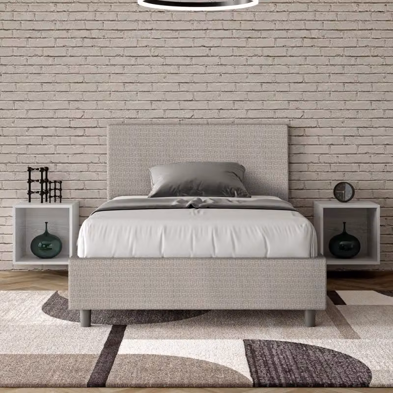 Letto imbottito Ityhome Adele in tessuto bianco con rete L/P/H: 120 x 200 cm – 2
