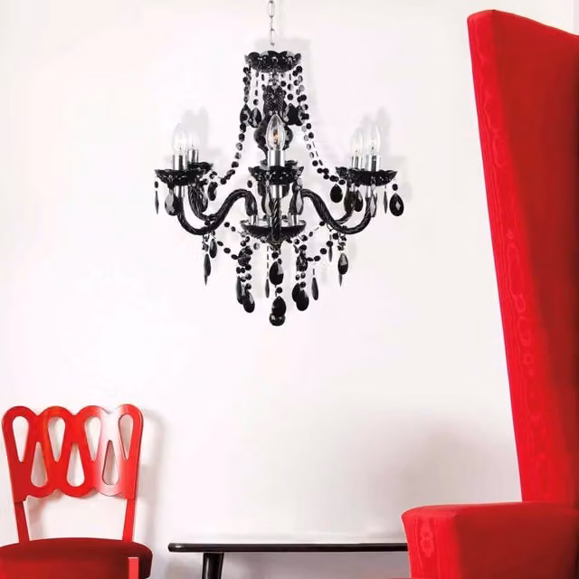 LÚZETE Lampada da soffitto Giulia con 6 luci, colore nero e cromo