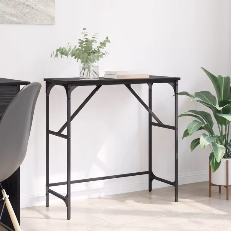 vidaXL Tavolo consolle in stile industriale nero, L/P/H: 75 x 32 x 75 cm
