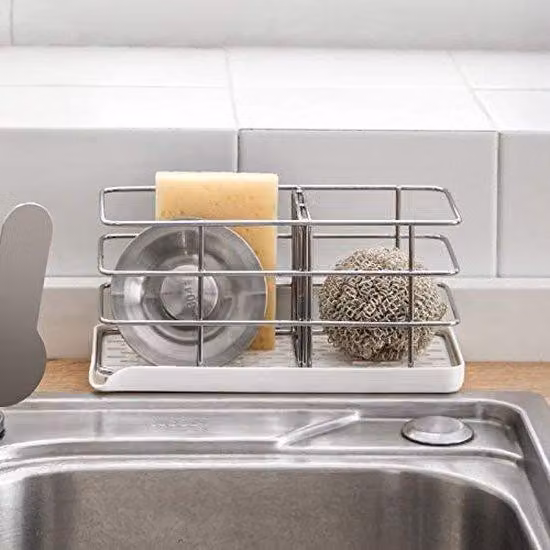 Portaspugne in acciaio inossidabile - Scolapiatti - Portasapone - Pannello di fissaggio regolabile per la cucina