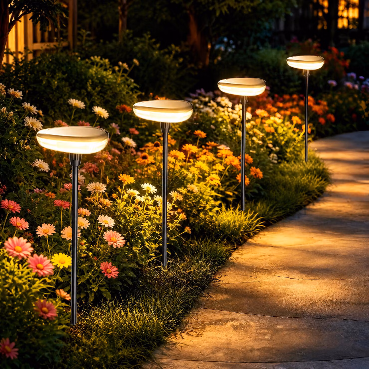 Set di 8 luci solari da giardino, illuminazione direzionale verso il basso, 34 lumen, grado di protezione IP65, batteria da 1000 mAh