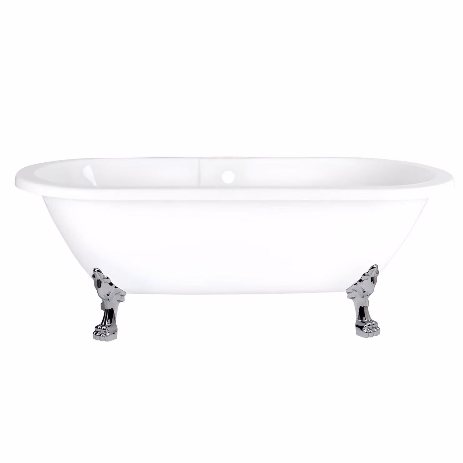 Vasca da Bagno Centro Stanza Ovale Classica - 1780mm x 825mm - Piedini a Zampa di Leone Cromati - Artiglio di Leone