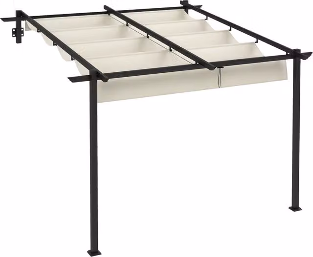 Gazebo da giardino 3x3m ¨C Minimal ¨C telaio in metallo, tetto retrattile, colore crema