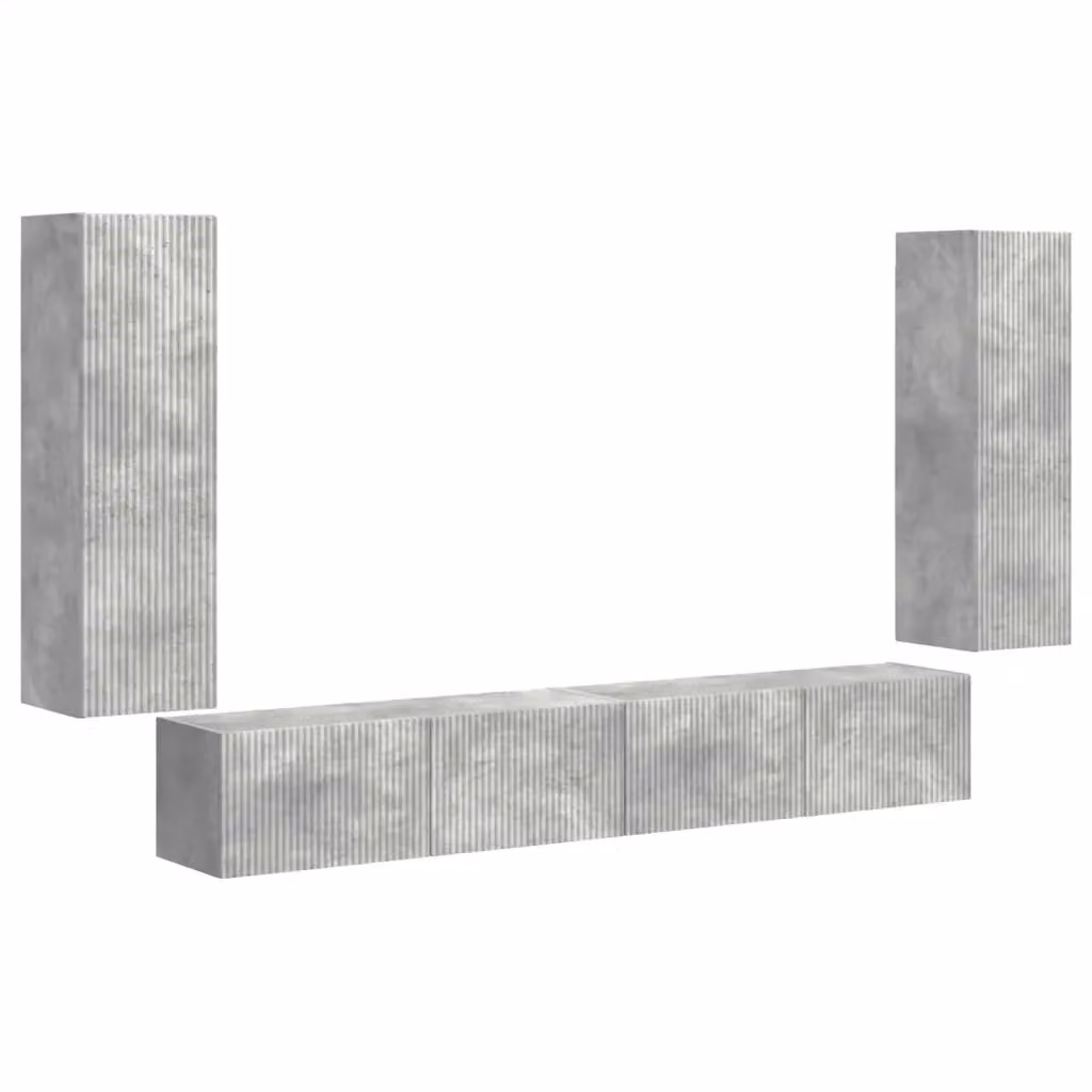 Set di 4 pezzi di mobiletti da TV da parete moderni vidaXL in legno e MDF, colore grigio opaco – 2