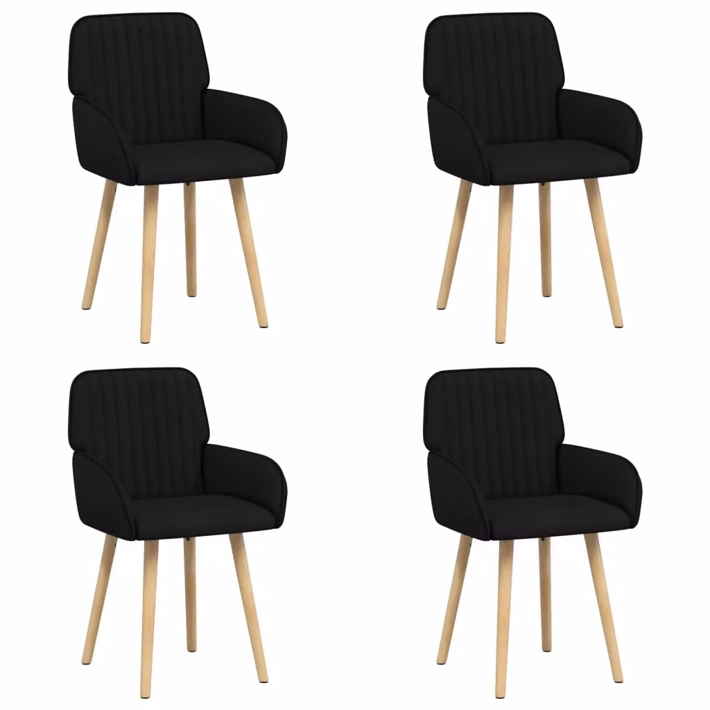 Set di 4 sedie da pranzo moderne vidaXL in tessuto nero e legno, L: 56,5 cm, P: 50 cm, H: 87,5 cm – 2
