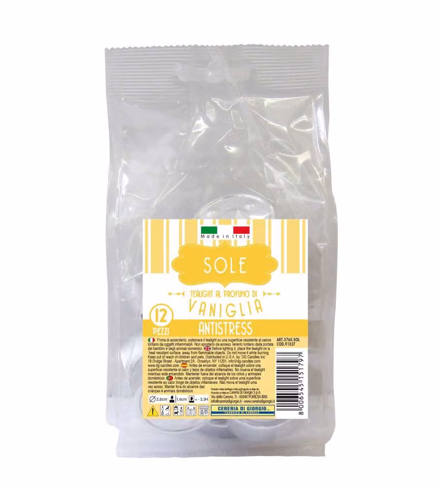 CERERIA DI GIORGIO Tealight profumati vaniglia giallo 12 pz 3.8x3.8 cm