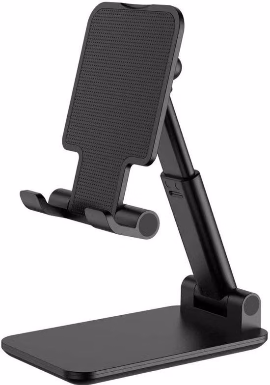 Supporto per tablet - Supporto per tablet - Acciaio spazzolato - Ribaltabile e regolabile - Da scrivania - Nero