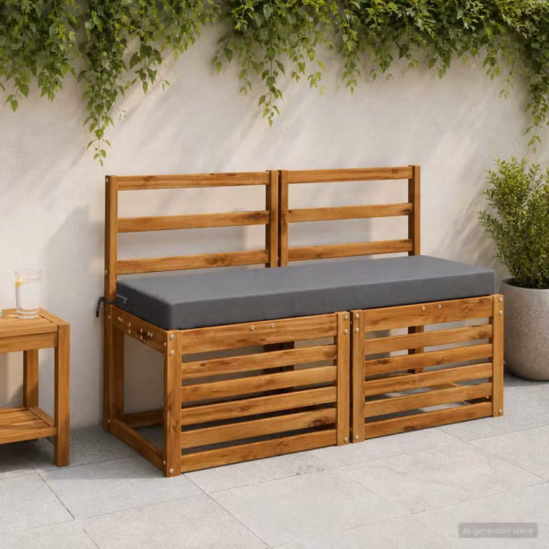 Set di 2 cuscini per panchina vidaXL SOEST grigi in poliestere con fodera rimovibile e resistente ai raggi UV L: 120 cm, P: 40 cm, H: 8 cm