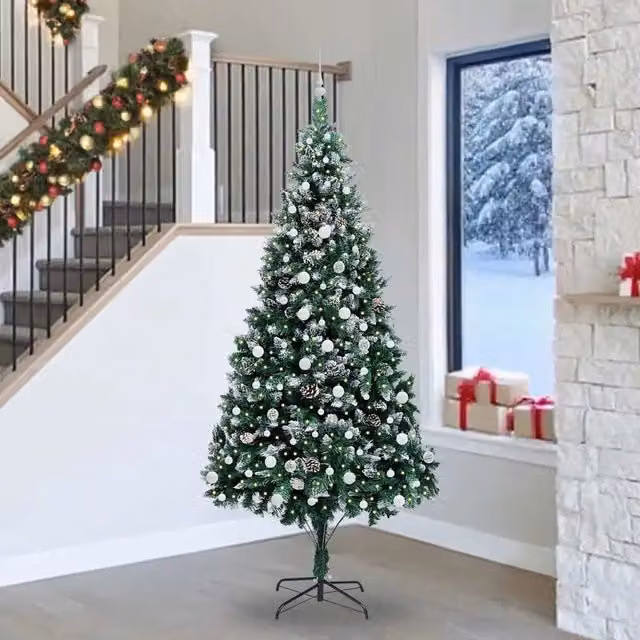 Albero di Natale artificiale classico vidaXL verde con 300 LED luce bianca calda, Altezza: 240 cm – 1