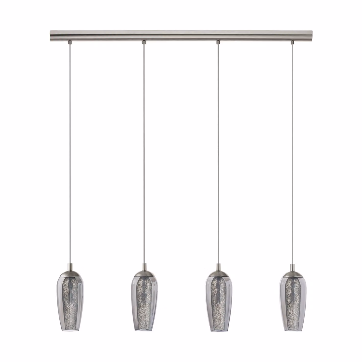 Lampada a sospensione a 4 luci nichel-nero opaco-transp Granillefarsala