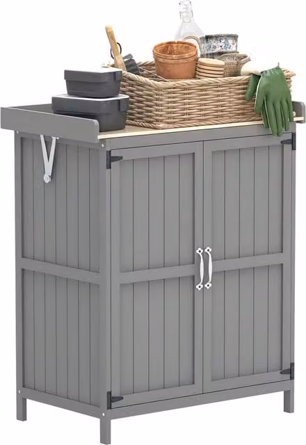 Armadietto da giardino Minimal in legno e metallo grigio L: 80 cm, P: 60 cm, H: 120 cm