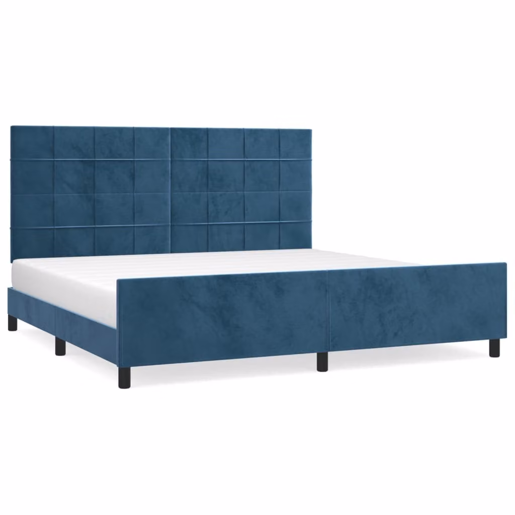 Giroletto senza Materasso Blu Scuro 200x200 cm in Velluto