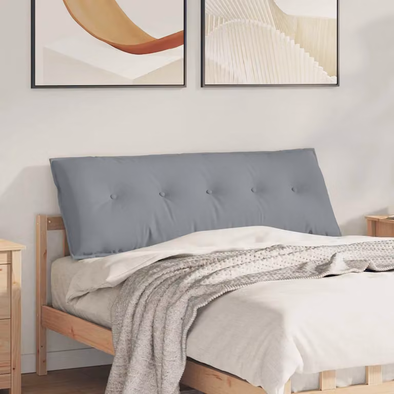 vidaXL Cuscino per Schiena Contornato Grigio Chiaro in Tessuto di Poliestere L 140 x P 19 x H 50 cm