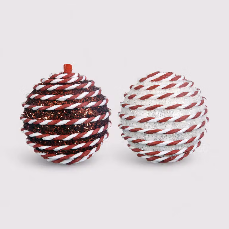 Bayd - Set 2 palline di Natale glitterate per albero