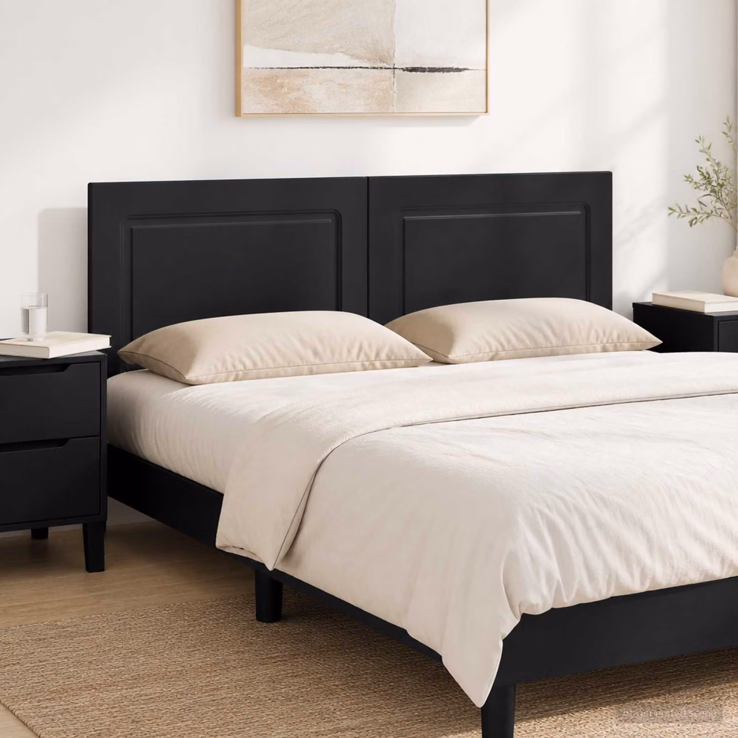 Testiera da muro moderna vidaXL UTRECHT in legno ingegnerizzato nero opaco L: 142 cm, H: 50 cm, P: 3 cm