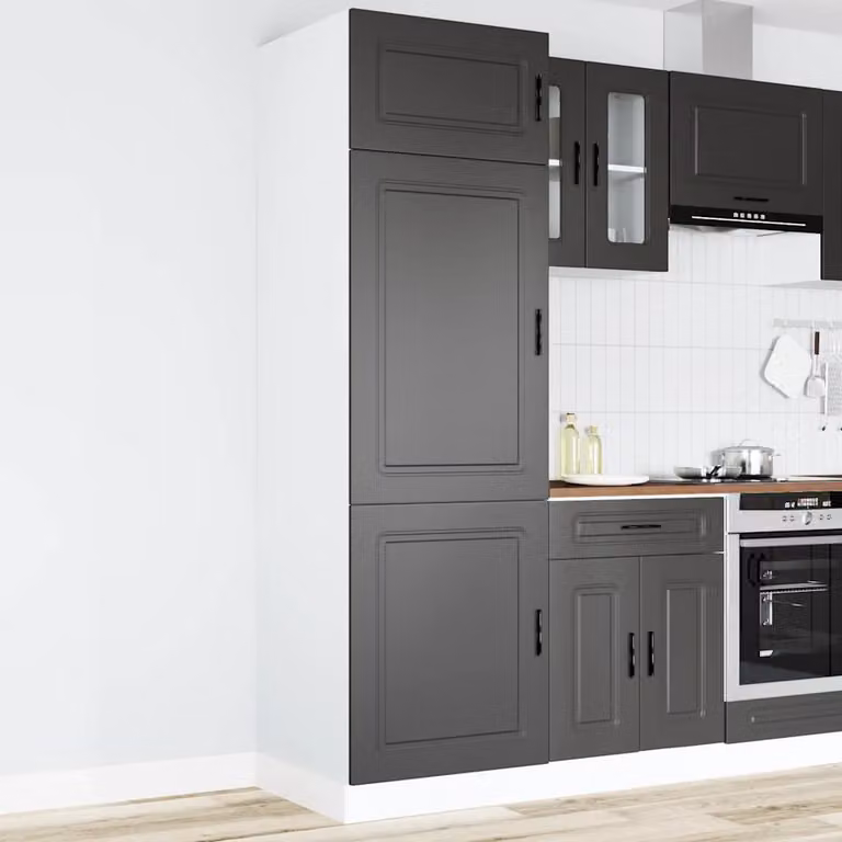 Armadio da Cucina Moderno vidaXL Nero in Legno MDF L: 57 cm, P: 60 cm, H: 207 cm