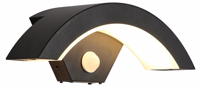 Lampada da parete moderna - Lampada da parete a LED - 24 W - Sensore di movimento - 3000 K (bianco caldo) - Grado di protezione IP65 - Adatta per esterni - Colore: nero