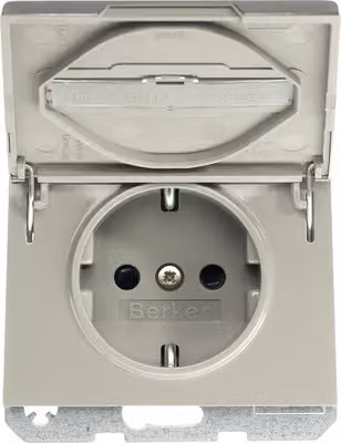 Berker 47527104 Presa SCHUKO con coperchio ribaltabile e campo di etichettatura in acciaio inossidabile Berker