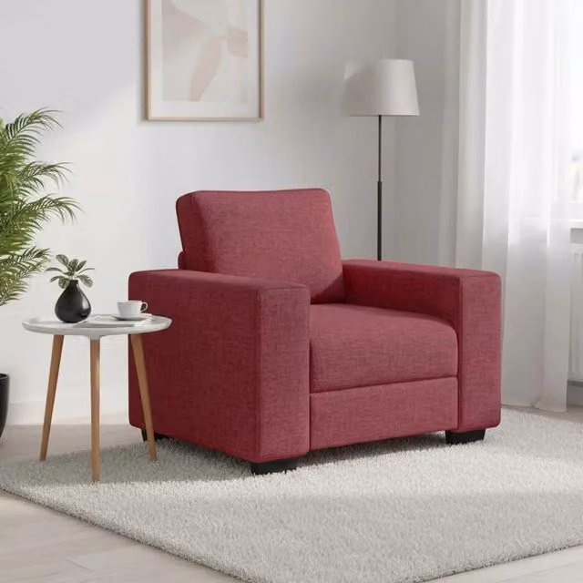 Poltrona Lounge Moderna in Tessuto Rosso con Braccioli L: 100 cm, P: 77 cm, H: 82 cm