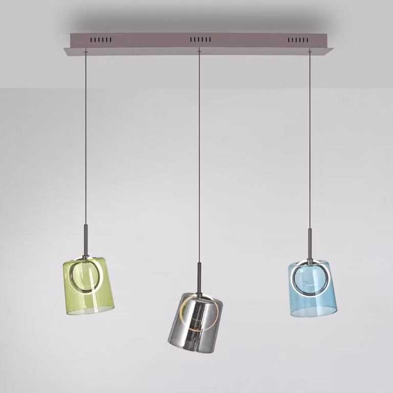 Paul Neuhaus Lampada a sospensione in vetro Zula, dimmerabile, Multicolore, Soggiorno / Sala da pranzo, Vetro, Moderno, Lampada a sospensione