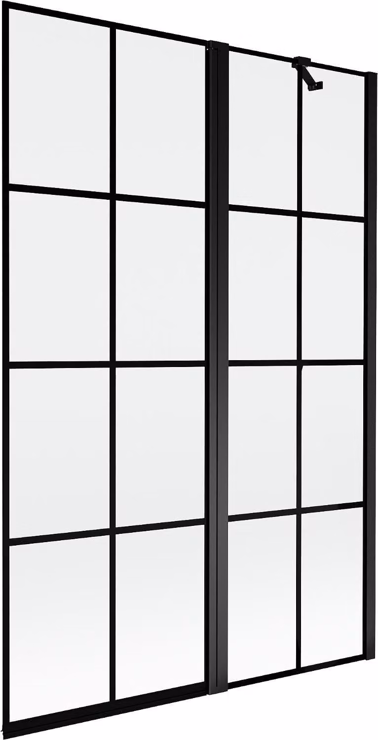 Mexen Mist paravento per doccia a 2 ante destro 120 x 150 cm, griglia nera, nero - 8A9-120-011-70-77-P