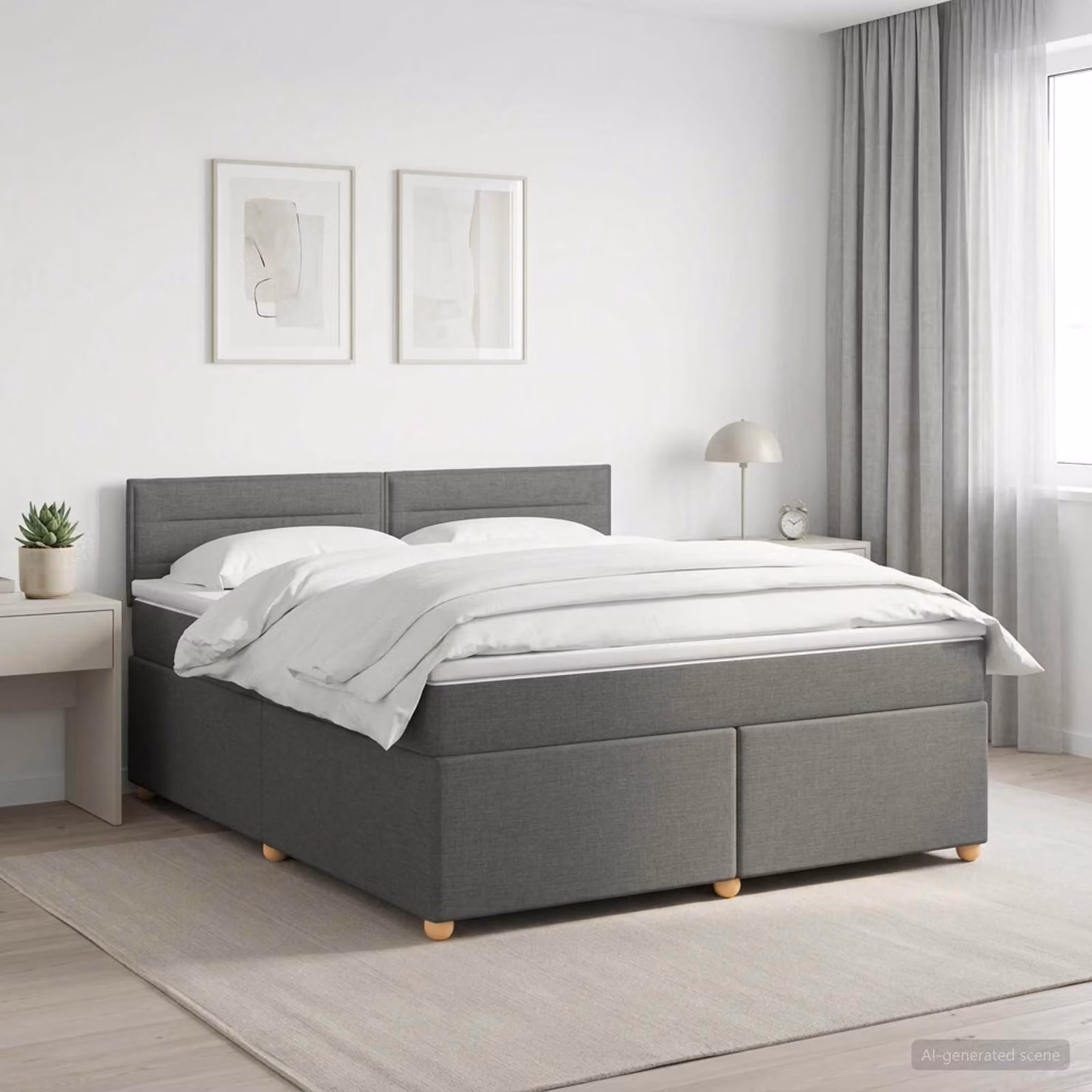 Maison Exclusive - Letto boxspring con materasso grigio scuro 160 x 200 cm tessuto