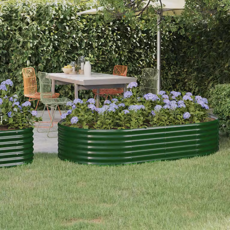 Letto rialzato da giardino vidaXL in acciaio zincato verde L: 175 cm, P: 100 cm, H: 36 cm