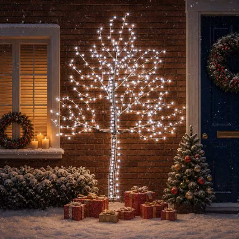 vidaXL Albero di Natale da parete a LED 210 cm 312 LED Bianco freddo