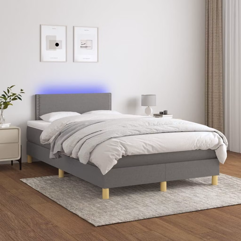 Maison Exclusive - Letto a Molle Materasso e LED Grigio Scuro 120x200cm in Tessuto