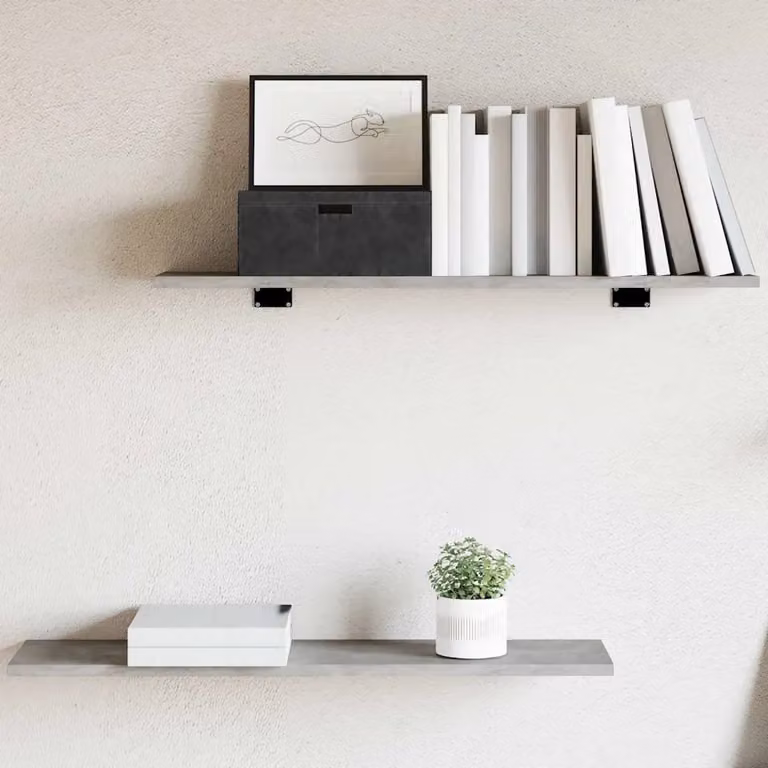 Set di 4 ripiani per libreria vidaXL in legno e MDF, colore grigio, L 80 cm x P 20 cm x H 1,5 cm
