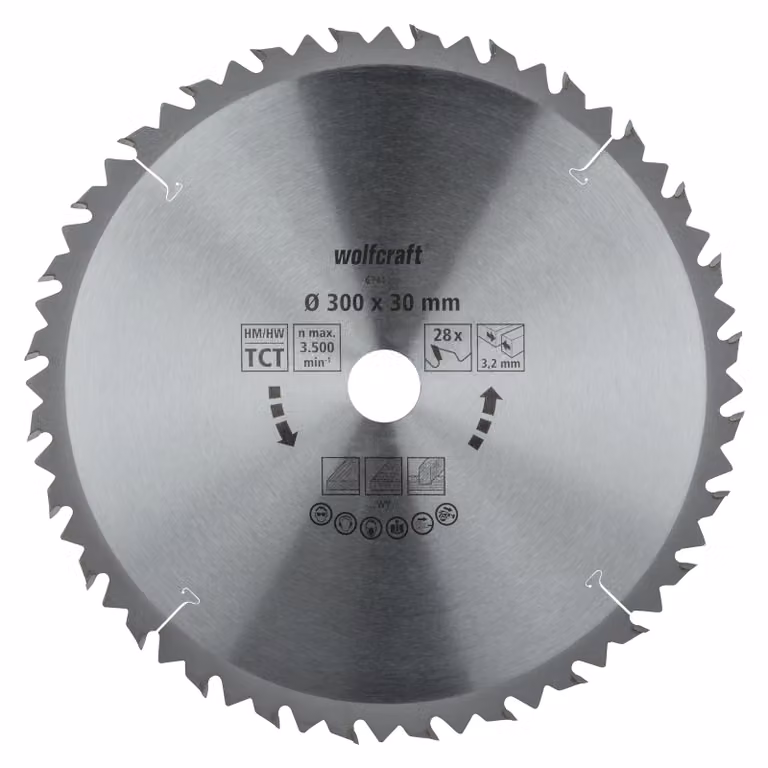 Lama per seghe circolari Wolfcraft per tagli grezzi, diametro 300x30 Z28 6741000