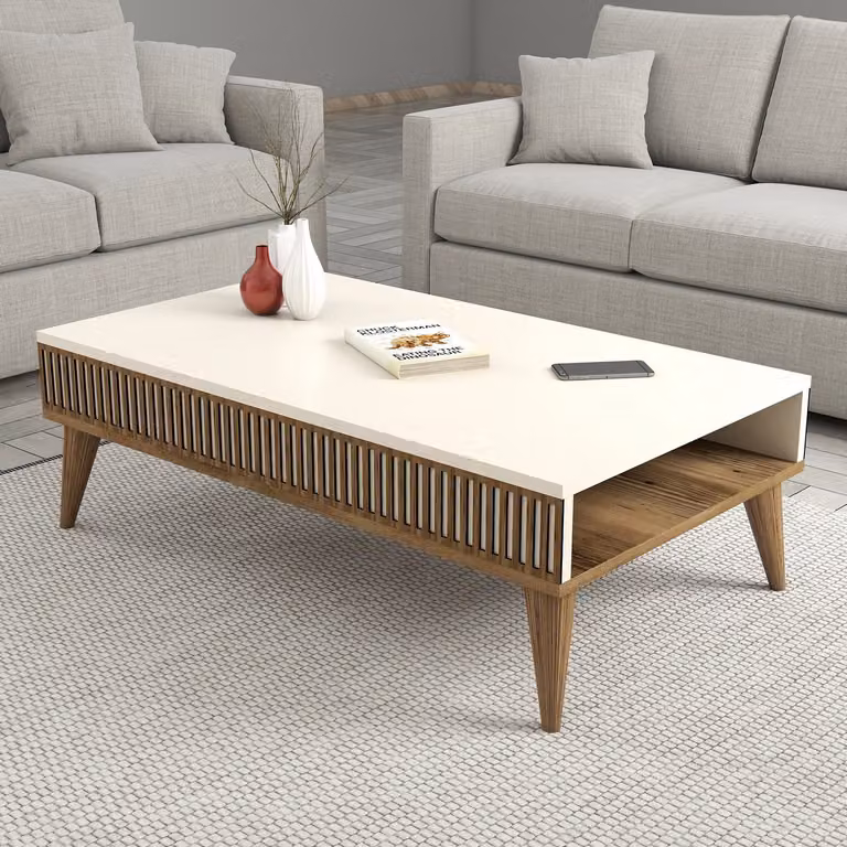 Skye Decor, Milano - Noce, Crema, Tavolini, Noce, 105 x 34,6 x 60 cm