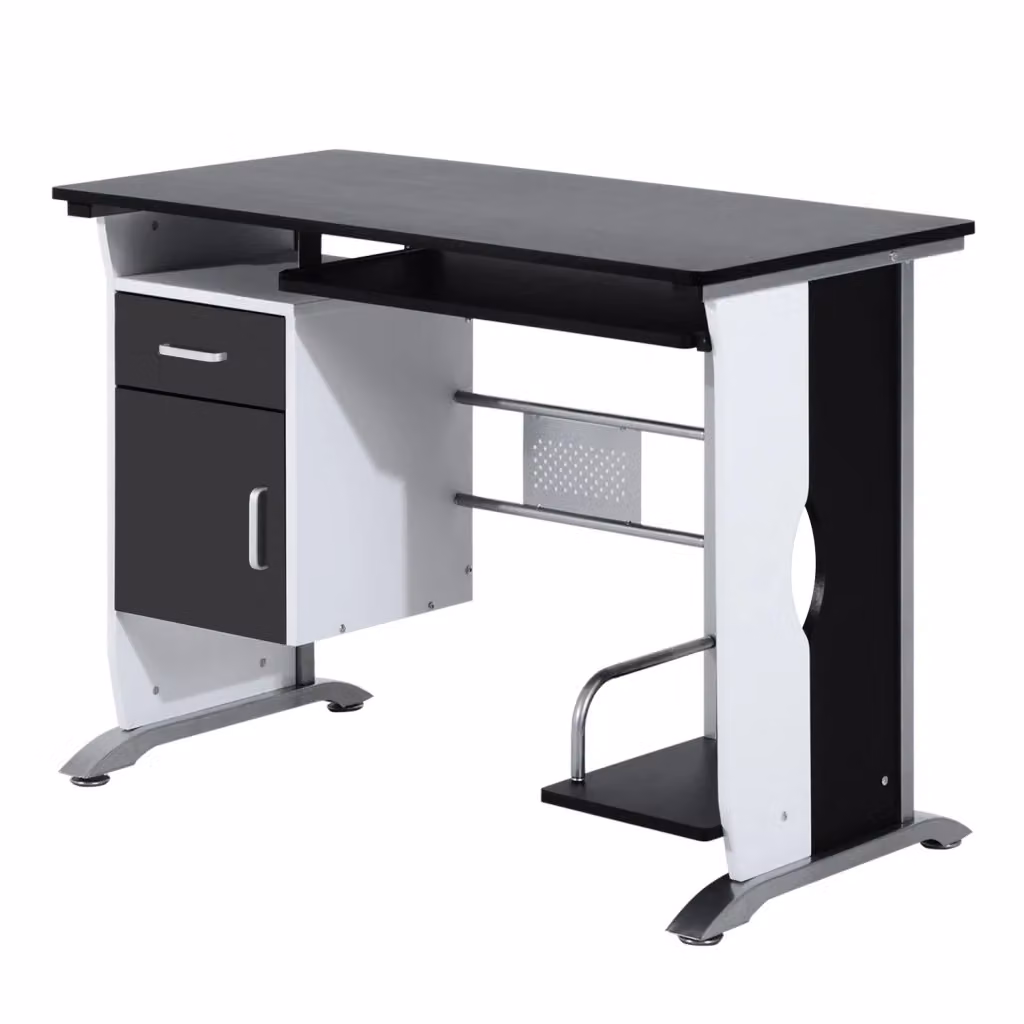 Scrivania per computer XYLO in MDF e metallo bianco e nero L: 100 cm, P: 52 cm, H: 75 cm – 2