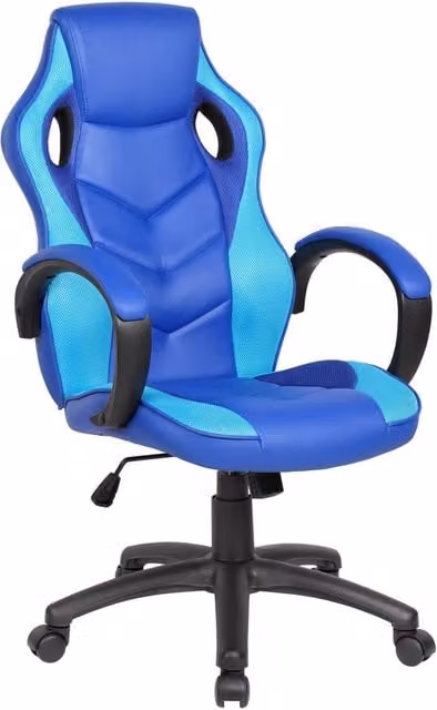 Sedia da Gaming Ergonomica GIORDANOSHOP in Similpelle Blu, L: 61 cm, P: 66 cm, H: 116 cm