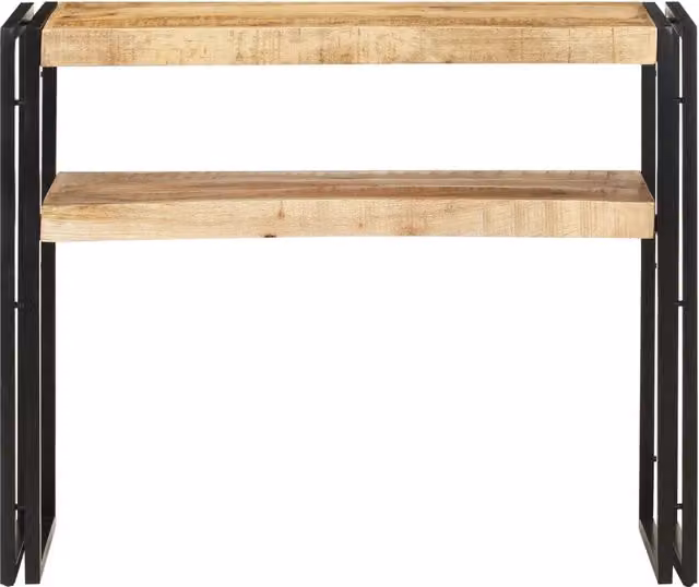 Tavolo Consolle da Ingresso Rettangolare in Legno di Mango e Metallo Marrone L: 90 cm, P: 30 cm, H: 75 cm
