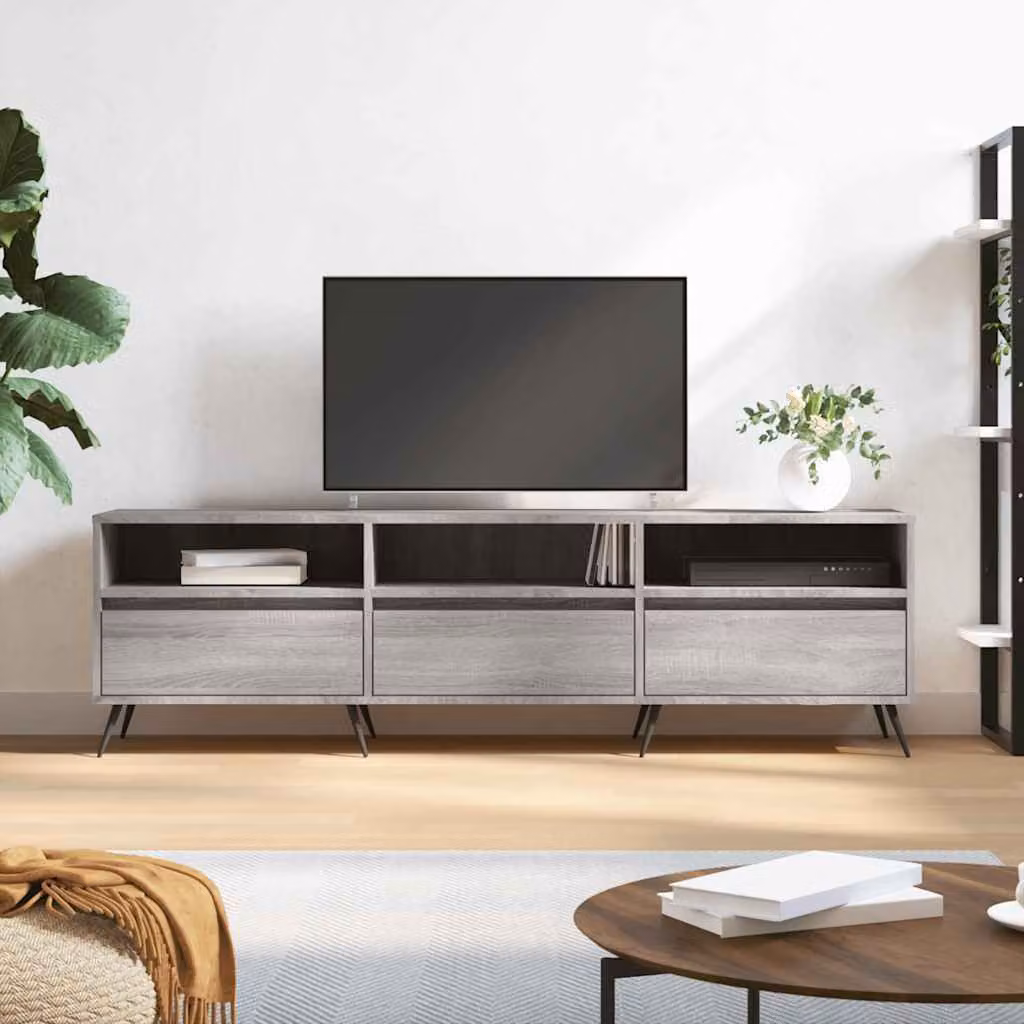 Mobile Porta TV Moderno vidaXL Grigio con Compartimenti Media, L 150 cm x P 30 cm x H 44,5 cm