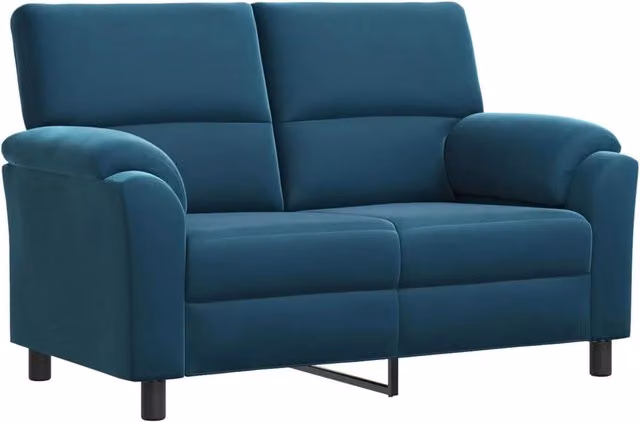 Divano moderno in velluto blu vidaXL con struttura in metallo e coperture rimovibili L: 154 cm, P: 85 cm, H: 93 cm