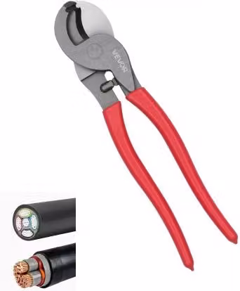 Pinza Tagliacavi VEVOR in Acciaio con Manici Rivestiti in PVC Rosso per Elettricista, Taglierina per Cavi di Alluminio 4/0 AWG e Rame 2/0 AWG