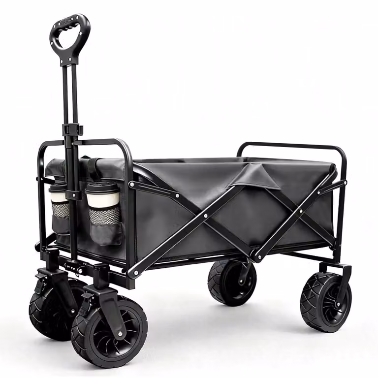 Carrello pieghevole, capacità di carico di 200 litri, portata massima di 200 kg, con freno, adatto per terreni accidentati e spiagge