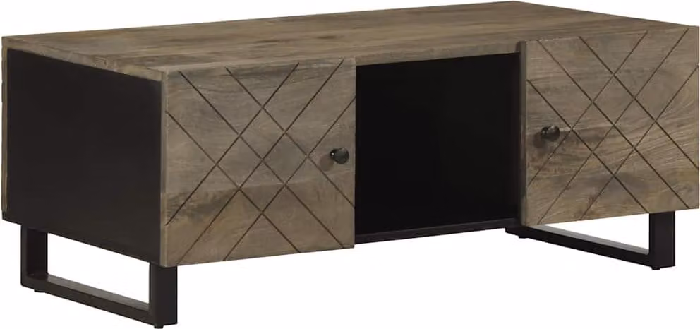 Maison Exclusive - Tavolino da caffè nero, 100x54x40 cm, in legno massello di mango